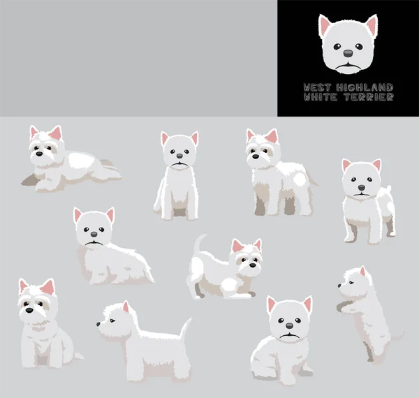 Dog West Highland White Terrier Cartoon Vector Illustration Color Variation — Stok Vektör