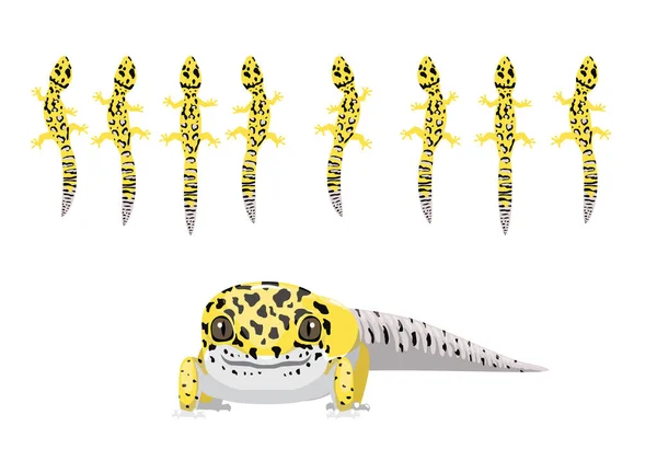Söt Ödla Leopard Gecko Animation Tecknad Vektor — Stock vektor