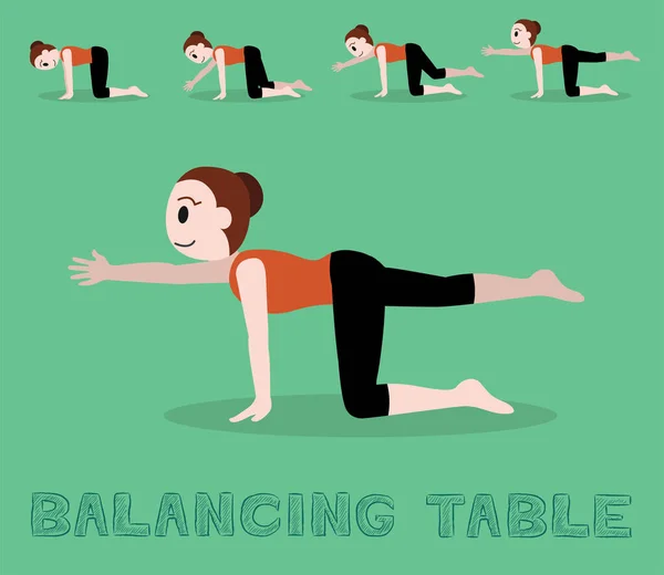 Joga Tutorial Balancing Table Pose Cartoon Wektor Ilustracja — Wektor stockowy