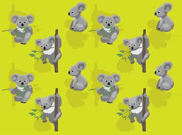Koala Cute Cartoon Character Nahtlose Hintergrundbilder — Stockvektor