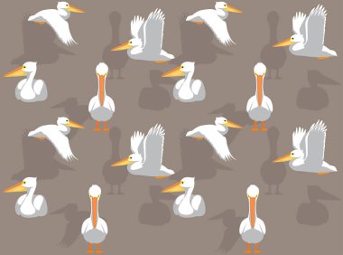 Beyaz Pelikan Sevimli Çizgi Film Karakteri Kusursuz Duvar Kağıdı Arkaplanı