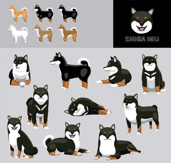 Beliebt und anhaltend Hund Shiba Inu von 614675140 Farbe Schwarz Tan Bicolor ©Punnawich Vector Stock-Vektorgrafik Illustration Cartoon