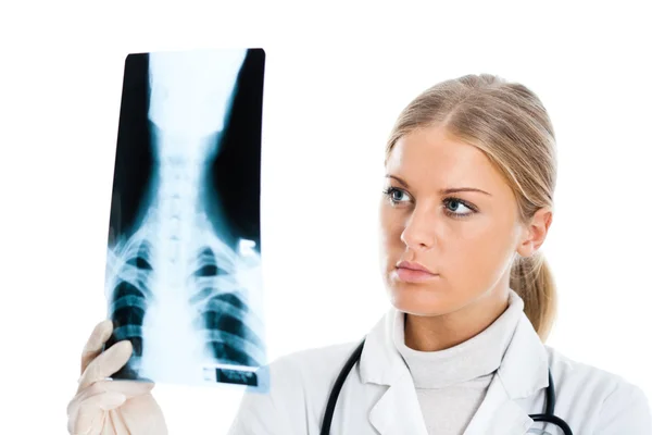Doctor looking at x-ray image — Stock Photo, Image
