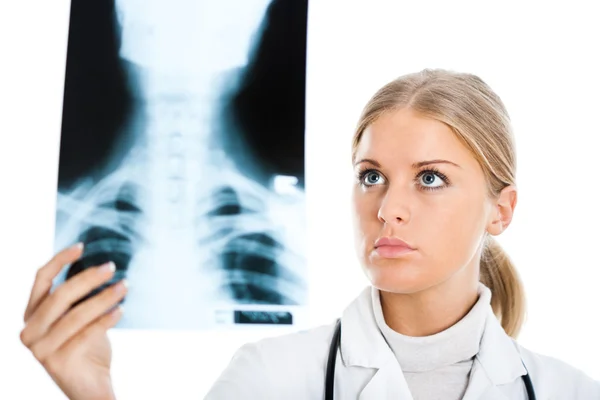 Doctor looking at x-ray image — Stock Photo, Image