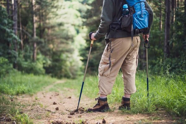 Beeld Van Mens Houdt Van Wandelen Natuur — Stockfoto