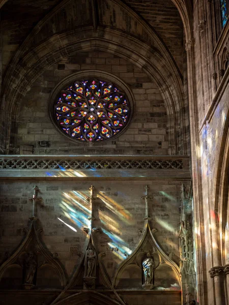Ceilings Interiors Stained Glass Windows Basilica Michel Bordeaux France — 스톡 사진