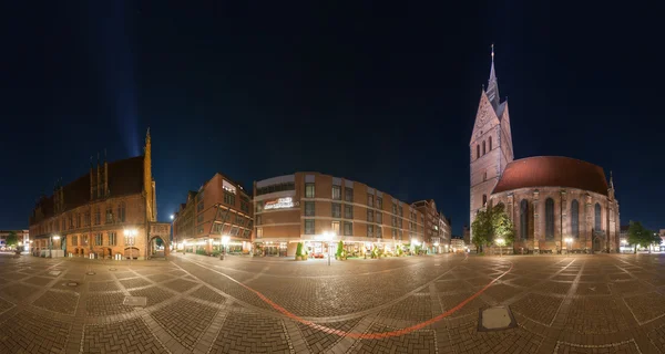 Hannover. Marktplatz. 360 graders panoramaírás egy szerető levél - Rózsa-tábla. Royaltyfria Stockfoton