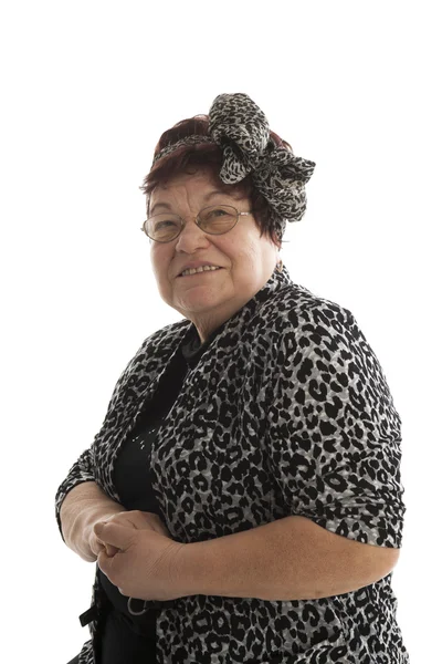 Portrait of senior woman on a white background — Stock Photo, Image