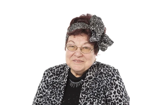 Portrait of senior woman on a white background — Stock Photo, Image