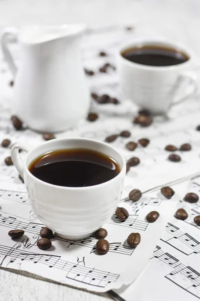 Coffee on note sheets — Stock Photo, Image