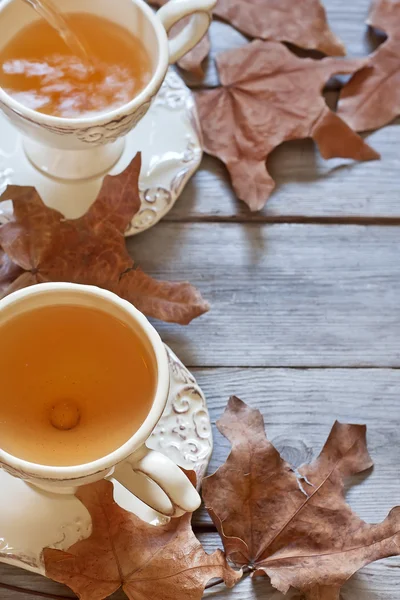 Podzimní čaj pozadí — Stock fotografie