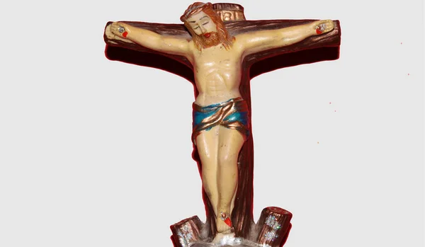 Jesus Kristall Staty Med Vit Bakgrund — Stockfoto