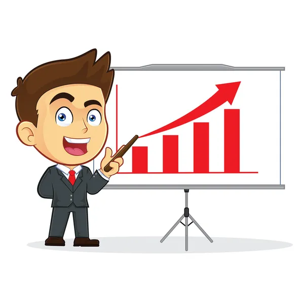 Affärsman gör en presentation — Stock vektor