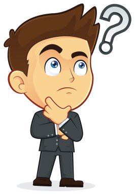 soru işareti ile çene dokunmadan işadamı