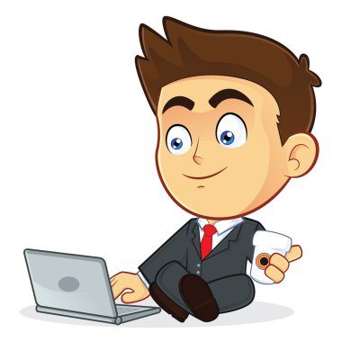 onun laptop ile işadamı