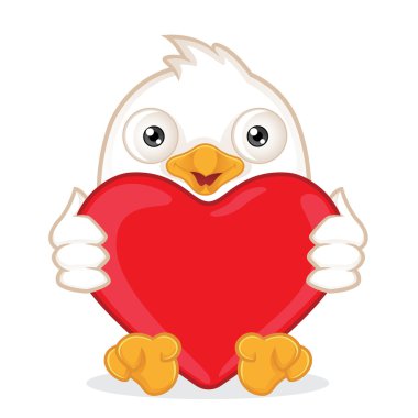 Beyaz kuş kalp sevgi holding