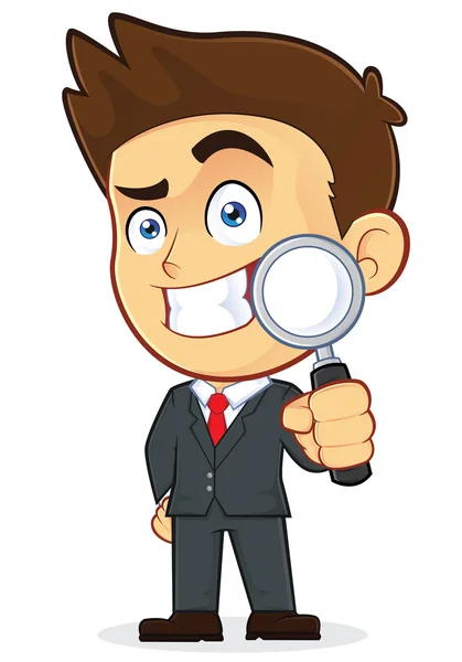 Businessman Holding a Magnifying Glass — Stock Vector