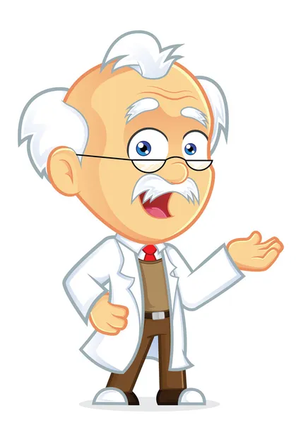 Professzor, a barátságos gesztus — Stock Vector