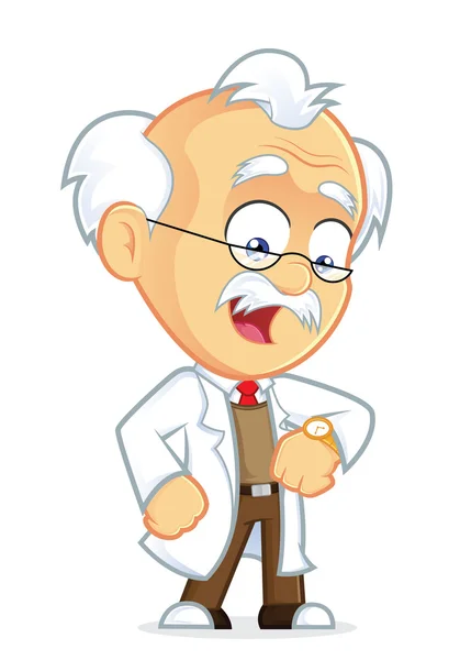 Professor Looking at His Watch — Stock Vector