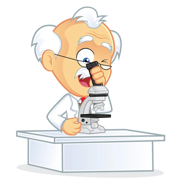 Professor met behulp van een Microscoop