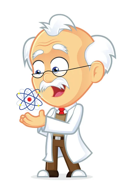 Professor mit Atom — Stockvektor