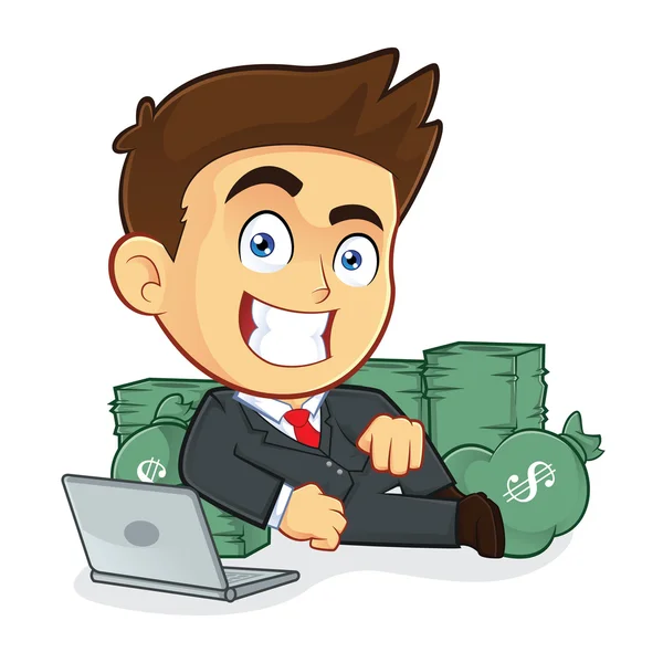 Rich Businessman Lie Around Cash — Stock Illustration Rich Businessman Lie Around Cash Vector Graphics