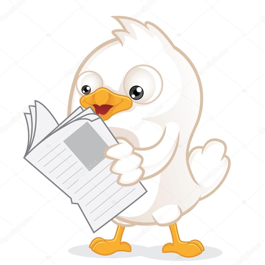 White Bird Reading a Newspaper — Stock Vector © sundatoon 39110057
