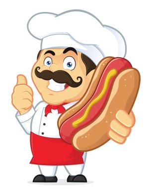 Chef Holding Hot Dog clipart