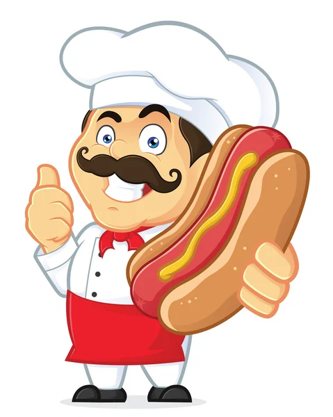 Chef Holding Hot Dog — Stock Vector