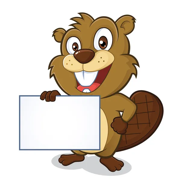 Beaver holding sign — Stock Vector