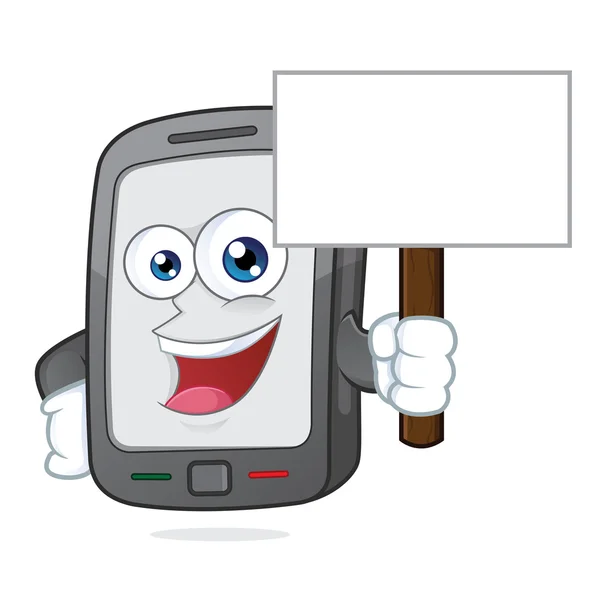 Smartphone holding a sign — Stock Vector