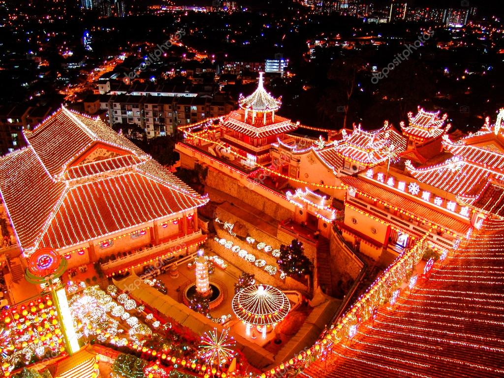 buddhist temple on chinese new year celebration — Stock Photo