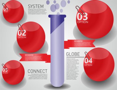 test tube with ball of the red colour clipart
