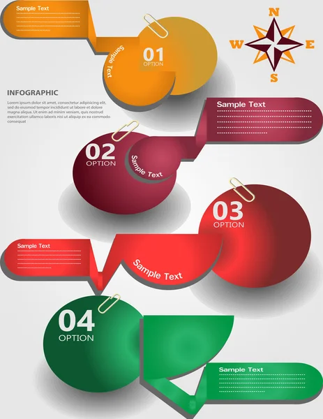 Líneas con óvalo y bola de la miscelánea del color — Vector de stock