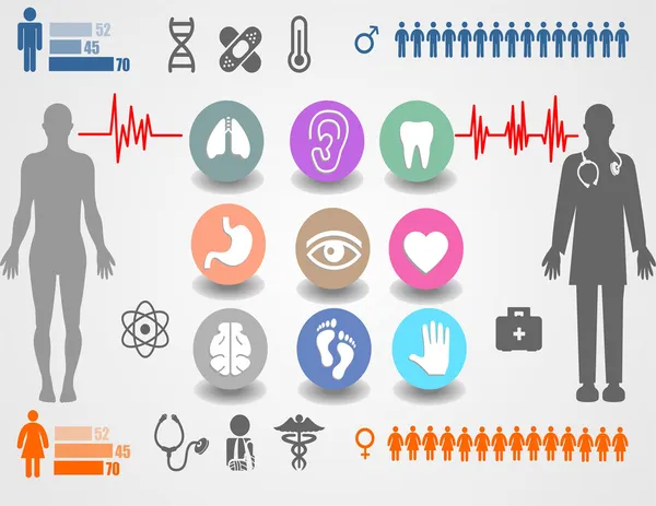 Insanlar ve organ olan daireler Silhouettes — Stok Vektör