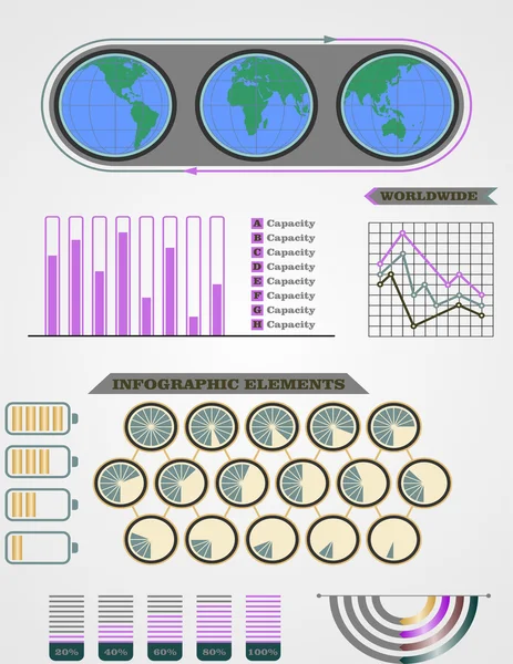 Three of the globe and schemes — Stock Vector