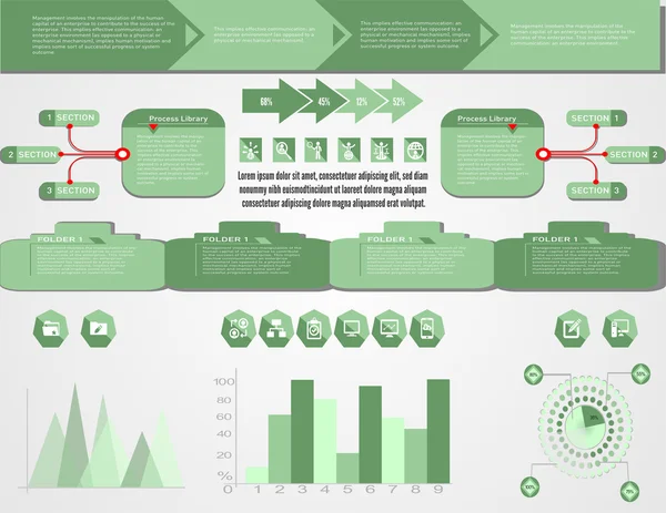 Rektanglar med text och diagram runt — Stock vektor