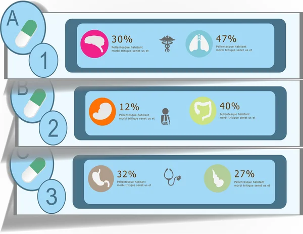 Los números en los círculos y rectángulos con cuerpos — Vector de stock