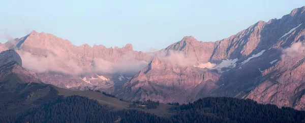 Вид Гірські Вершини Заході Сонця — стокове фото