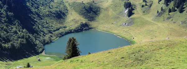 Vue Sur Lac Alpin Été — Photo