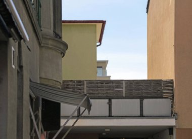 urban detail with roofs and facades