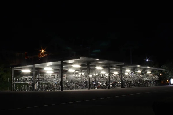 modern bike stall at night