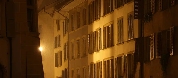 Facades Old City Buildings Winter Night — Stock Photo, Image