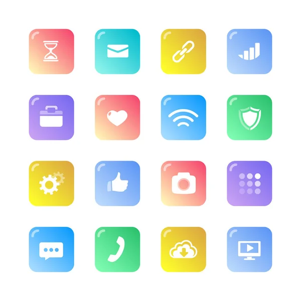 Icônes Colorées Pour Page Accueil Téléphone Mobile — Image vectorielle