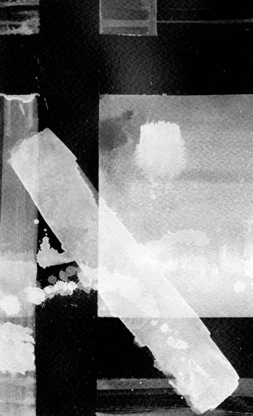 Aquarela preto-branca. Simples boho abstrato escandinavo monocromático — Fotografia de Stock