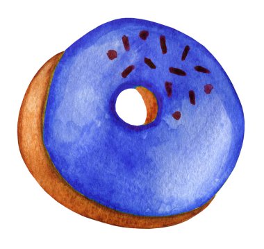 Tatlı mavi şekerli ve şekerli suluboya çörek.