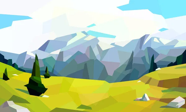 Paysage Crête Montagne Basse Poly Illustration Vectorielle — Image vectorielle