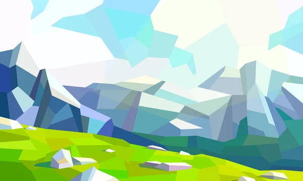 Paysage Crête Montagne Basse Poly Illustration Vectorielle — Image vectorielle