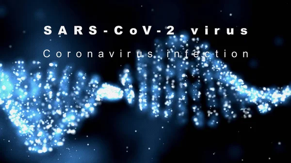 Effectieve Tekst Coronavirusinfectie Sars Cov Virus Witte Titels Een Blauwe — Stockfoto