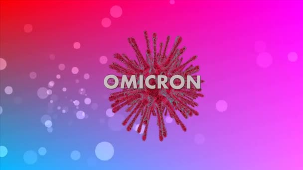 効果的なビデオテキスト Omicron ウイルスの赤い背景に白いキャプション ピンクの背景の画像 コロナウイルス感染症 あなたのプロジェクトのために ソーシャルネットワークや広告の情報のために — ストック動画